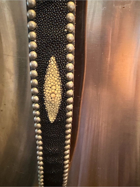 Black and Cream Beaded Accent Waist Belt main image 5